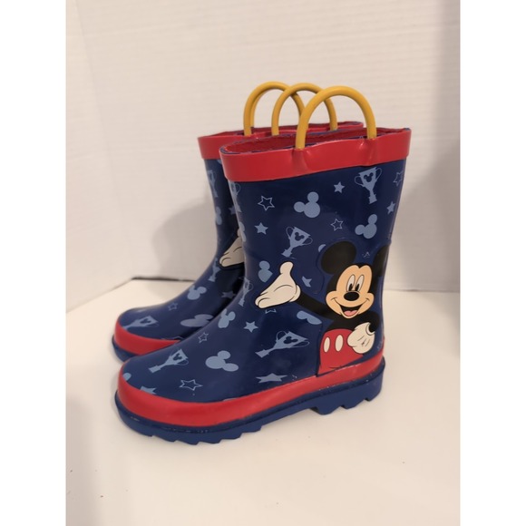 Disney Mickey Mouse Rain Boots Kids Size 11 Rubber Graphic Print - Picture 1 of 8